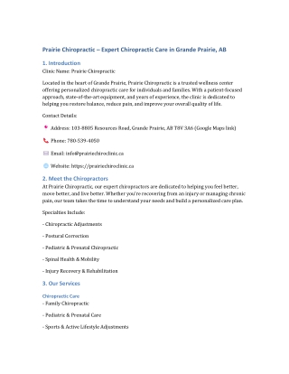 Prairie Chiropractic –Expert Chiropractic Care in Grande Prairie, AB