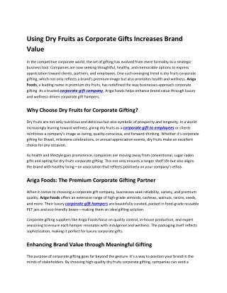 Best Corporate Gift Company | Boost Brand Value - Ariga Foods