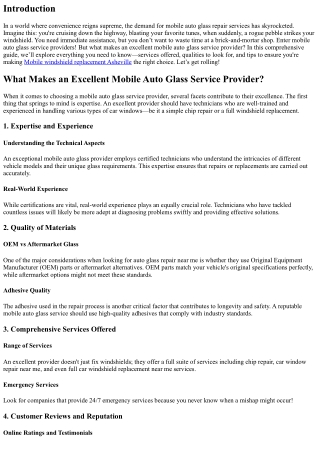 What Makes an Excellent Mobile Auto Glass Service Provider?
