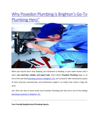 Why Poseidon Plumbing Is Brightons