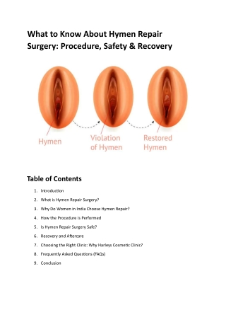 What to Know About Hymen Repair Surgery Procedure, Safety & Recovery