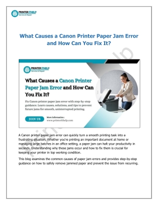 What Causes a Canon Printer Paper Jam Error and How Can You Fix It