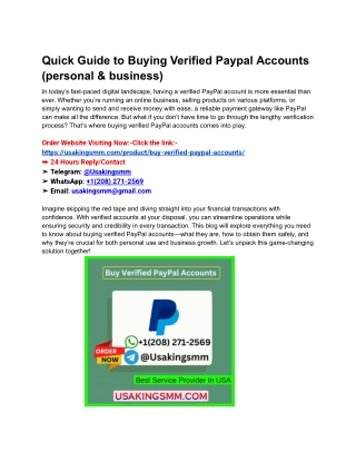 Quick Guide to Buying Verified Paypal Accounts (personal & business)