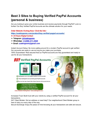 Best 3 Sites to Buying Verified PayPal Accounts (personal & business)
