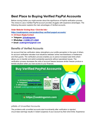 Best Place to Buying Verified PayPal Accounts
