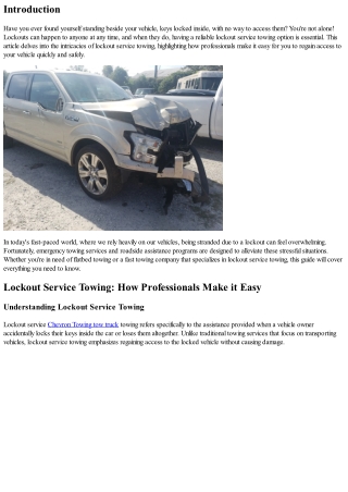 Lockout Service Towing: How Professionals Make it Easy