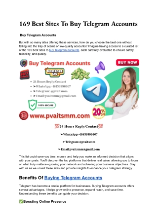 169 Best Sites To Buy...... Telegram Accounts - doxc