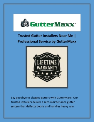 Trusted Gutter Installers Near Me | Professional Service by GutterMaxx