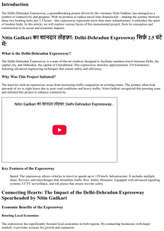 Connecting Hearts: The Impact of the Delhi-Dehradun Expressway Spearheaded by Ni