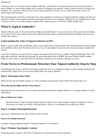 From Newbie to Expert: Structure Your Topical Authority Action by Step