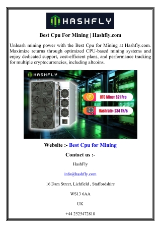 Best Cpu For Mining   Hashfly.com
