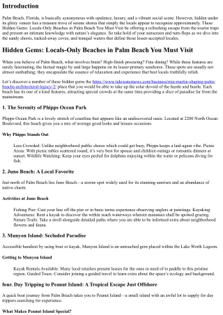 **Hidden Gems: Locals-Only Beaches in Palm Beach You Must Visit**