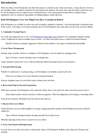 Roll Off Dumpster Uses You Might Not Have Considered Before