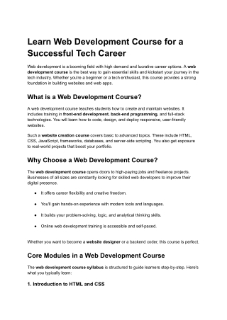 Learn Web Development Course for a Successful Tech Career