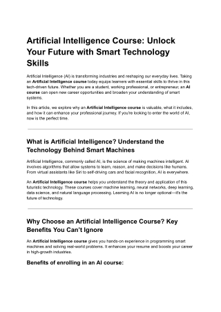 Artificial Intelligence Course_ Unlock Your Future with Smart Technology Skills