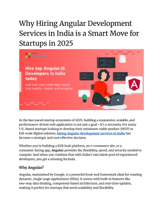 Why Hiring Angular Development Services in India is a Smart Move for Startups in 2025