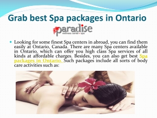 Best Ontario Spa Packages