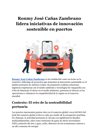 Ronmy José Cañas Zambrano lidera iniciativas de innovación sostenible en puertos