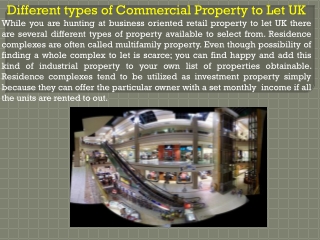Different types of Commercial Property to Let UK