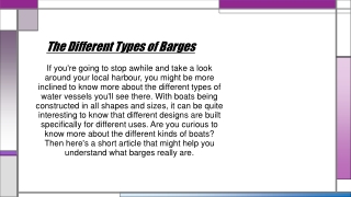 The Different Types of Barges