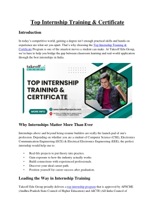 Top Internship Training & Certificate by Takeoff Edu Group