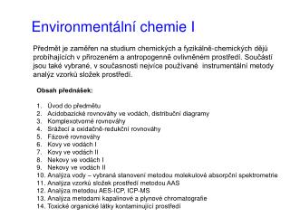 Environmentální chemie I