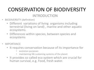 PPT - CONSERVATION OF BIODIVERSITY PowerPoint Presentation, free ...