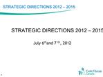 STRATEGIC DIRECTIONS 2012 2015