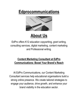 Content Marketing Consultant at EdPro Communications Boost Your Brand Reach