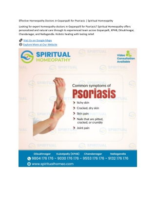 Effective Homeopathy Doctors in Gopanpalli for Psoriasis