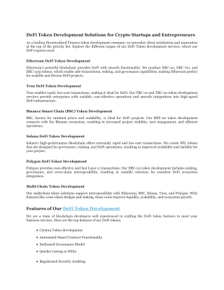 defi token development solutions for crypto startups and entrepreneurs