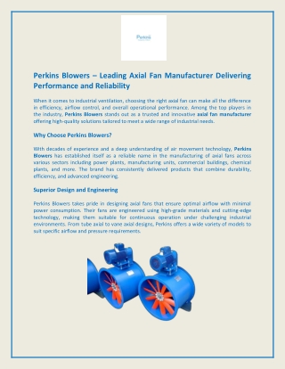 Leading Axial Fan Manufacturer Delivering Performance and Reliability