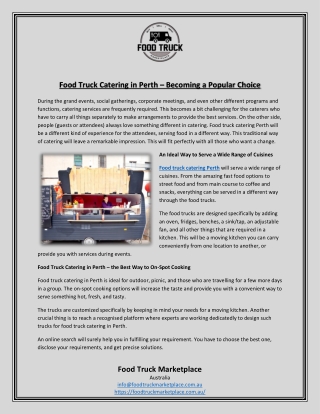 Food Truck Catering in Perth – Becoming a Popular Choice