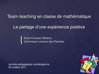 Team- teaching en classe de mathématique Le partage d’une expérience positive