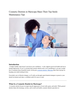 Cosmetic Dentists in Maricopa Share Their Top Smile Maintenance Tips
