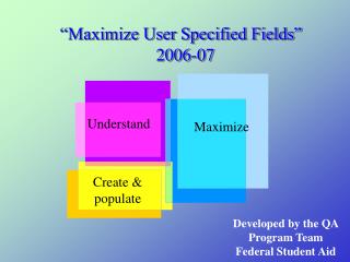 “Maximize User Specified Fields” 2006-07