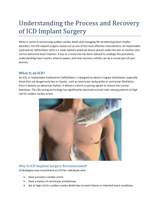 Understanding the Process and Recovery of ICD Implant Surgery