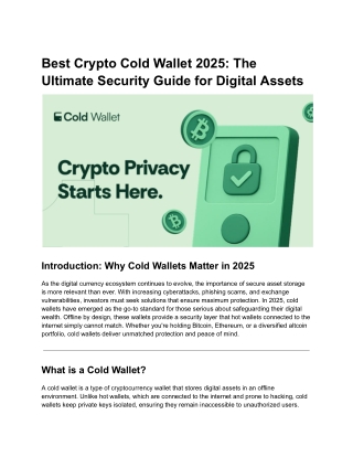 Best Crypto Cold Wallet 2025
