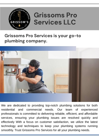 Reliable Plumbing Solutions in Gainesville, GA – Trust Grissoms Pro Services LLC