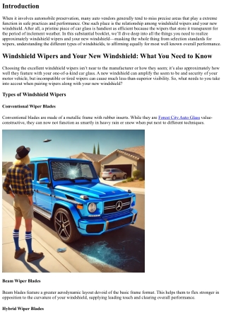 Windshield Wipers and Your New Windshield: What You Need to Know