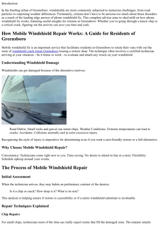 How Mobile Windshield Repair Works: A Guide for Residents of Greensboro