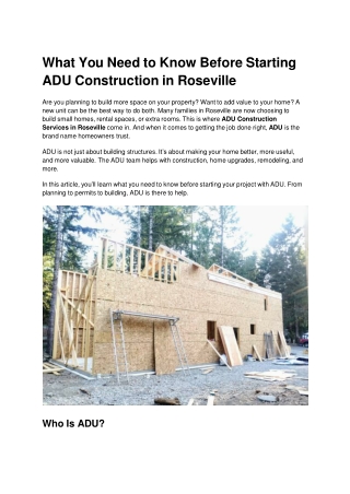 What You Need to Know Before Starting ADU Construction in Roseville