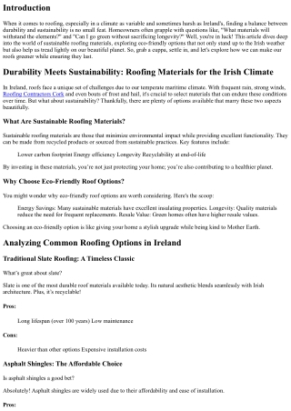 Durability Meets Sustainability: Roofing Materials for the Irish Climate
