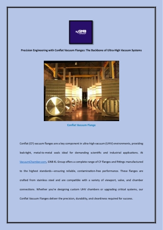 Precision Engineering with Conflat Vacuum Flanges: The Backbone of Ultra-High Va