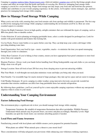 “How to Manage Food Storage While Camping”