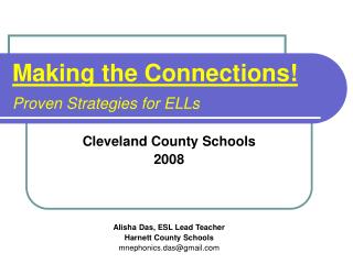 Making the Connections! Proven Strategies for ELLs