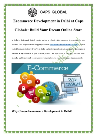 Ecommerce Development in Delhi | Expert Services by Caps Globals