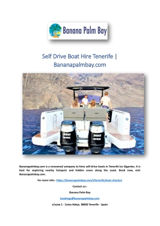 Self Drive Boat Hire Tenerife | Bananapalmbay.com