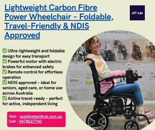 Lightweight Carbon Fibre Power Wheelchair – Foldable, Travel-Friendly & NDIS App