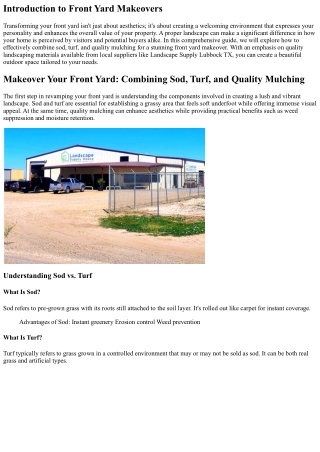 Makeover Your Front Yard: Combining Sod, Turf, and Quality Mulching